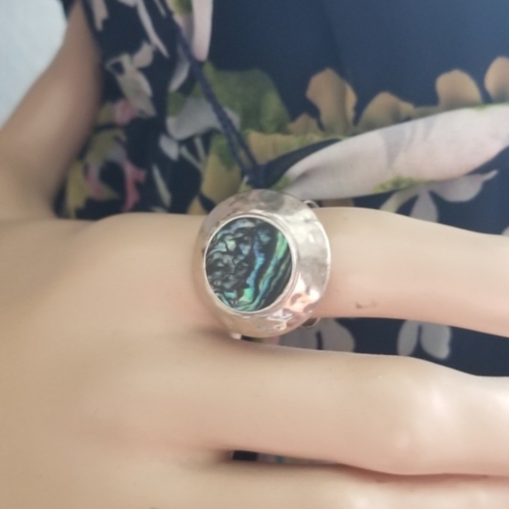 Silver and Black Abalone Ring